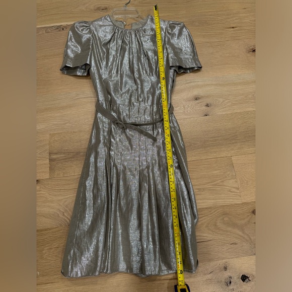 Anna Sui silvery Metallic Linen Blend Dress size 0 - Picture 8 of 12
